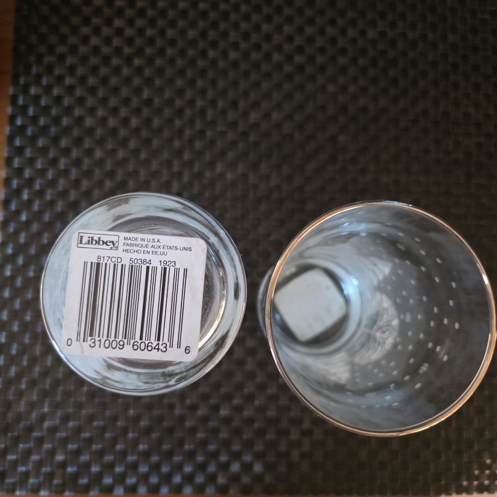 Set of 2 Libbey Frosted Pine High Ball Tumbler GlassesGold Rims New-No Box - Picture 3 of 3